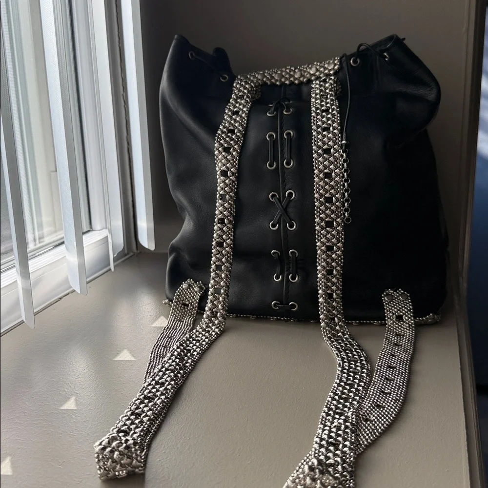 Sergio Gutierrez Liquid Metal black leather backpack Read Description - Picture 4 of 9